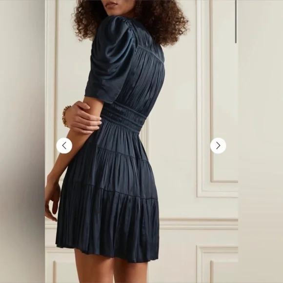 ULLA JOHNSON Azaria Pleated Mini Dress Sz 10 - Picture 5 of 6